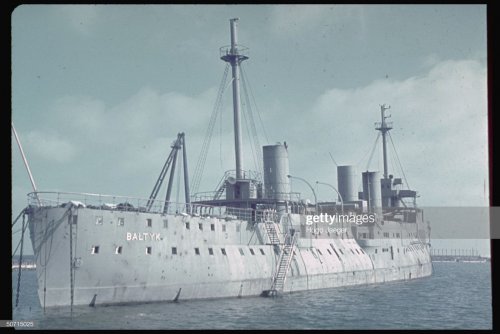 ORP Baltyk Polish cruiser Baltic at Gdynia during the time of the German invasion. Photo by Hugo Jaeger.jpg